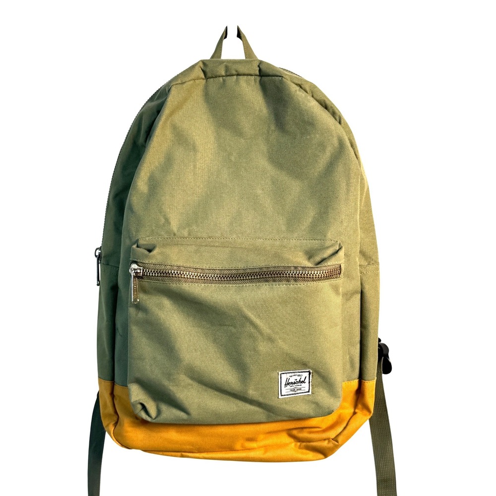 Herschel Supply Co Heritage Backpack Olive Green Mustard Yellow Colorblock Bag - Picture 2 of 9